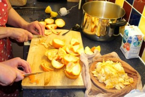 Preparing the oranges